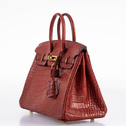 Hermes Birkin 25 Rouge H Verso Orange Alligator Gold Hardware