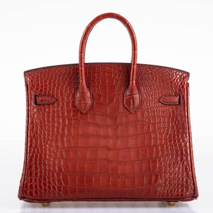 Hermes Birkin 25 Rouge H Verso Orange Alligator Gold Hardware