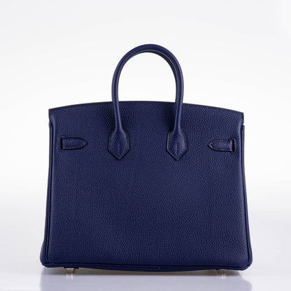 Hermes Birkin 25 Verso Blue Encre Togo & Orange H with Palladium Hardware - 2020, Y