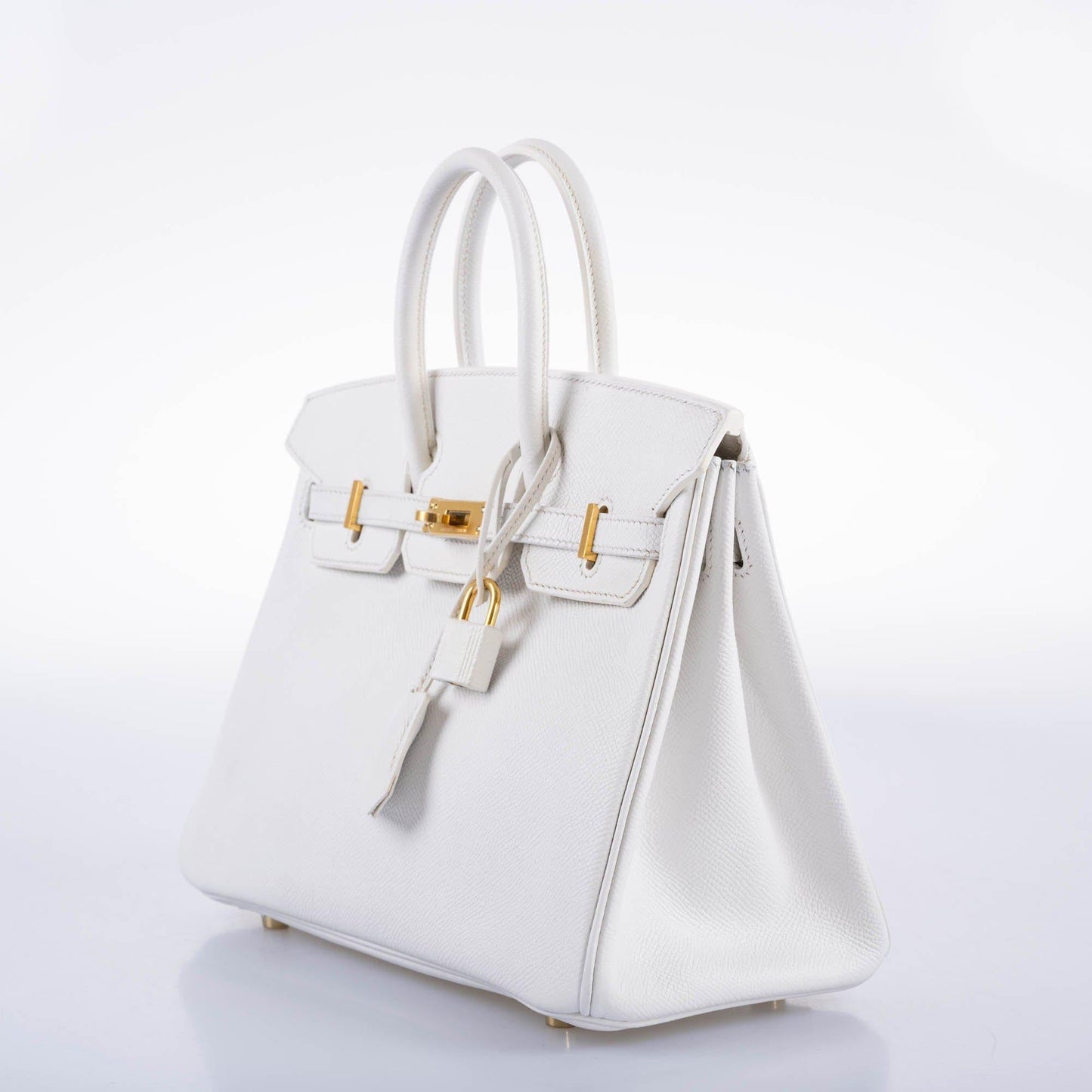 Hermes Birkin 25 White Epsom with Gold Hardware - 2008, L Square