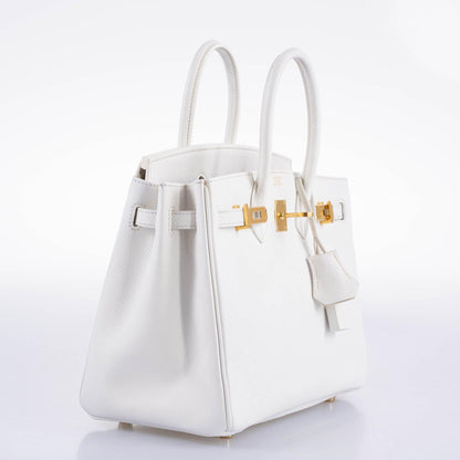 Hermes Birkin 25 White Epsom with Gold Hardware - 2008, L Square