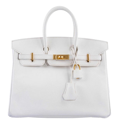 Hermes Birkin 25 White Epsom with Gold Hardware - 2008, L Square