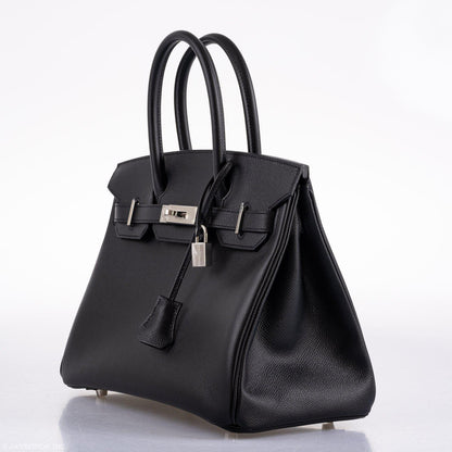 Hermes Birkin 30 Black Epsom Palladium Hardware - 2020, Y