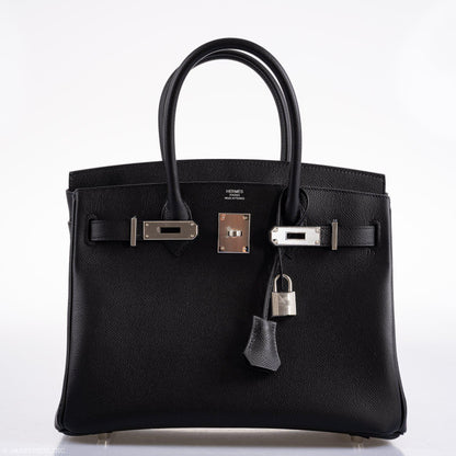 Hermes Birkin 30 Black Epsom Palladium Hardware - 2020, Y