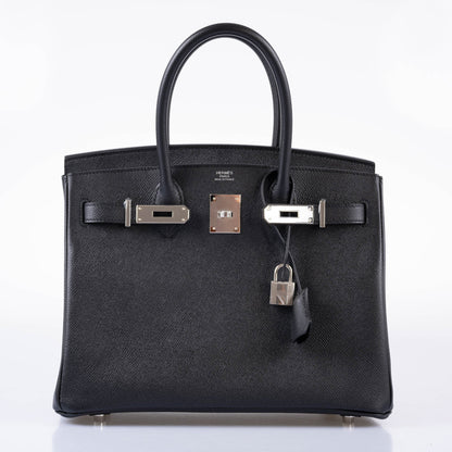 Hermes Birkin 30 Black Epsom with Palladium Hardware - 2021, Z