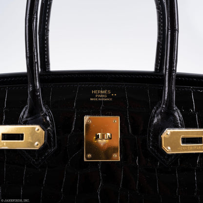 Hermes Birkin 30 Black Nilo Crocodile Gold Hardware - 2019, D