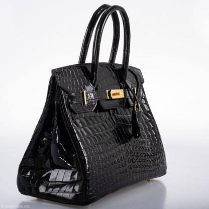 Hermes Birkin 30 Black Nilo Crocodile Gold Hardware - 2019, D