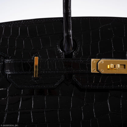 Hermes Birkin 30 Black Nilo Crocodile Gold Hardware - 2019, D