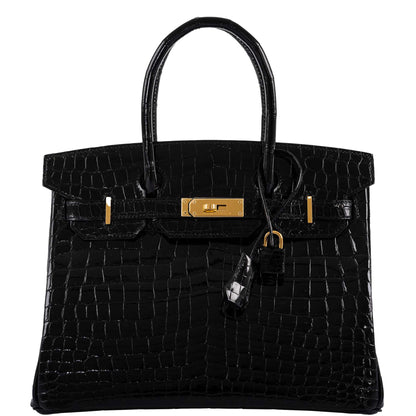 Hermes Birkin 30 Black Nilo Crocodile Gold Hardware - 2019, D