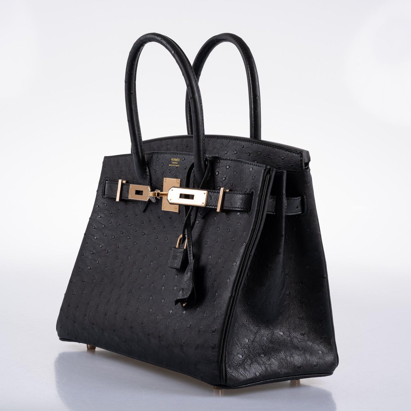 Hermes Birkin 30 Black Ostrich with Rose Gold Hardware - 2020, Y