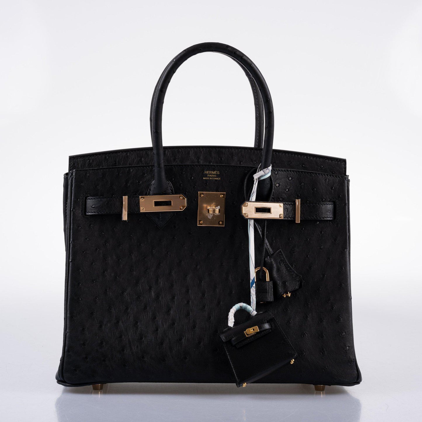 Hermes Birkin 30 Black Ostrich with Rose Gold Hardware - 2020, Y