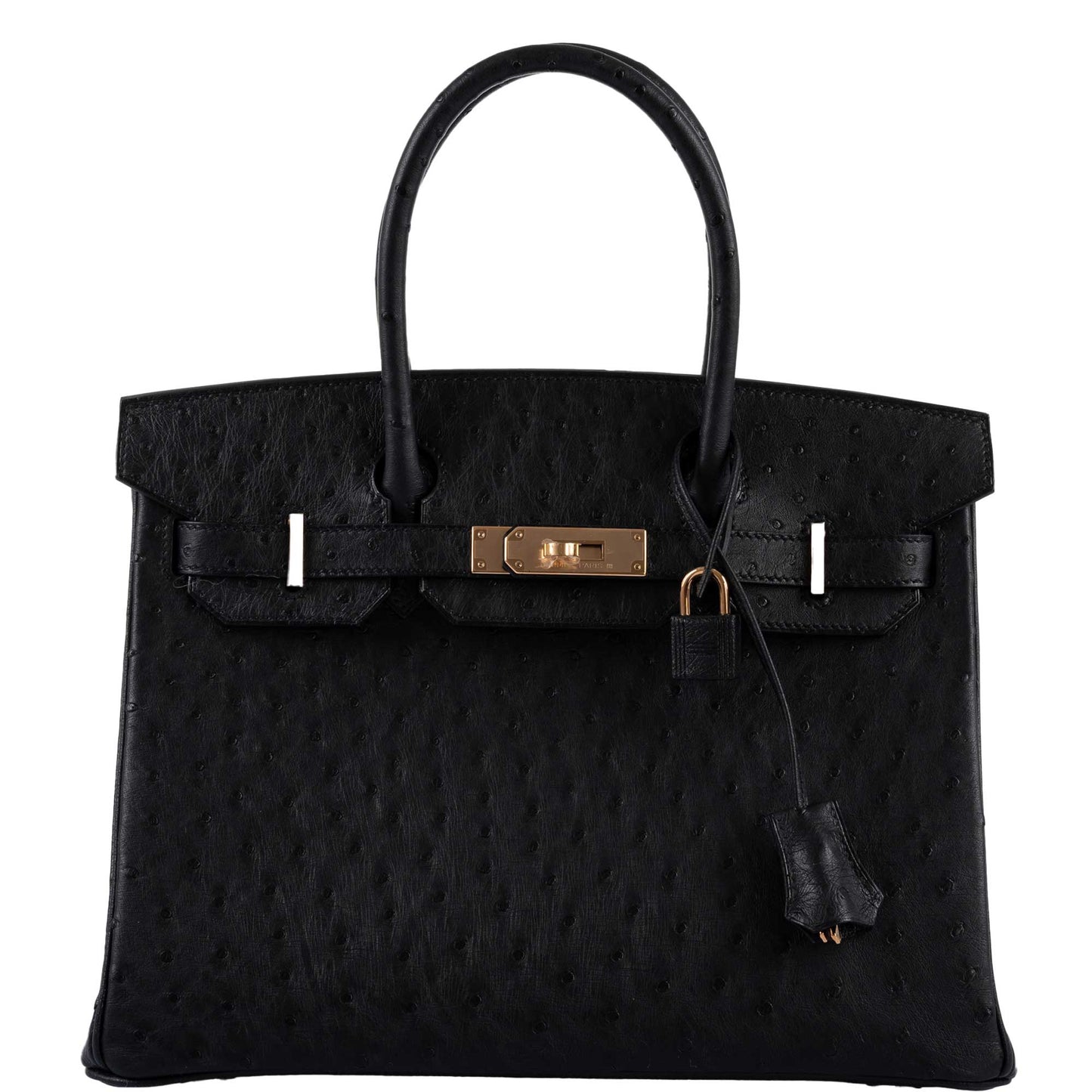 Hermes Birkin 30 Black Ostrich with Rose Gold Hardware - 2020, Y