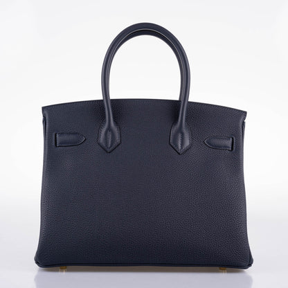 Hermes Birkin 30 Bleu (Blue) Nuit Togo with Gold Hardware - 2021, Z