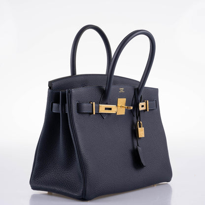 Hermes Birkin 30 Bleu (Blue) Nuit Togo with Gold Hardware - 2021, Z