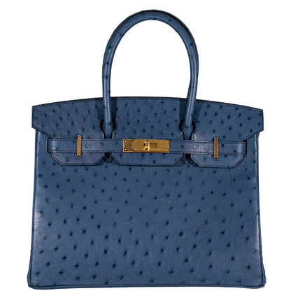 Hermes Birkin 30 Blue Roi Ostrich Gold Hardware - 2021, Z