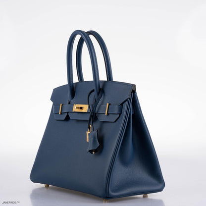 Hermes Birkin 30 Deep Blue Epsom with Gold Hardware - 2019, D