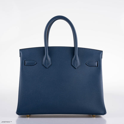 Hermes Birkin 30 Deep Blue Epsom with Gold Hardware - 2019, D