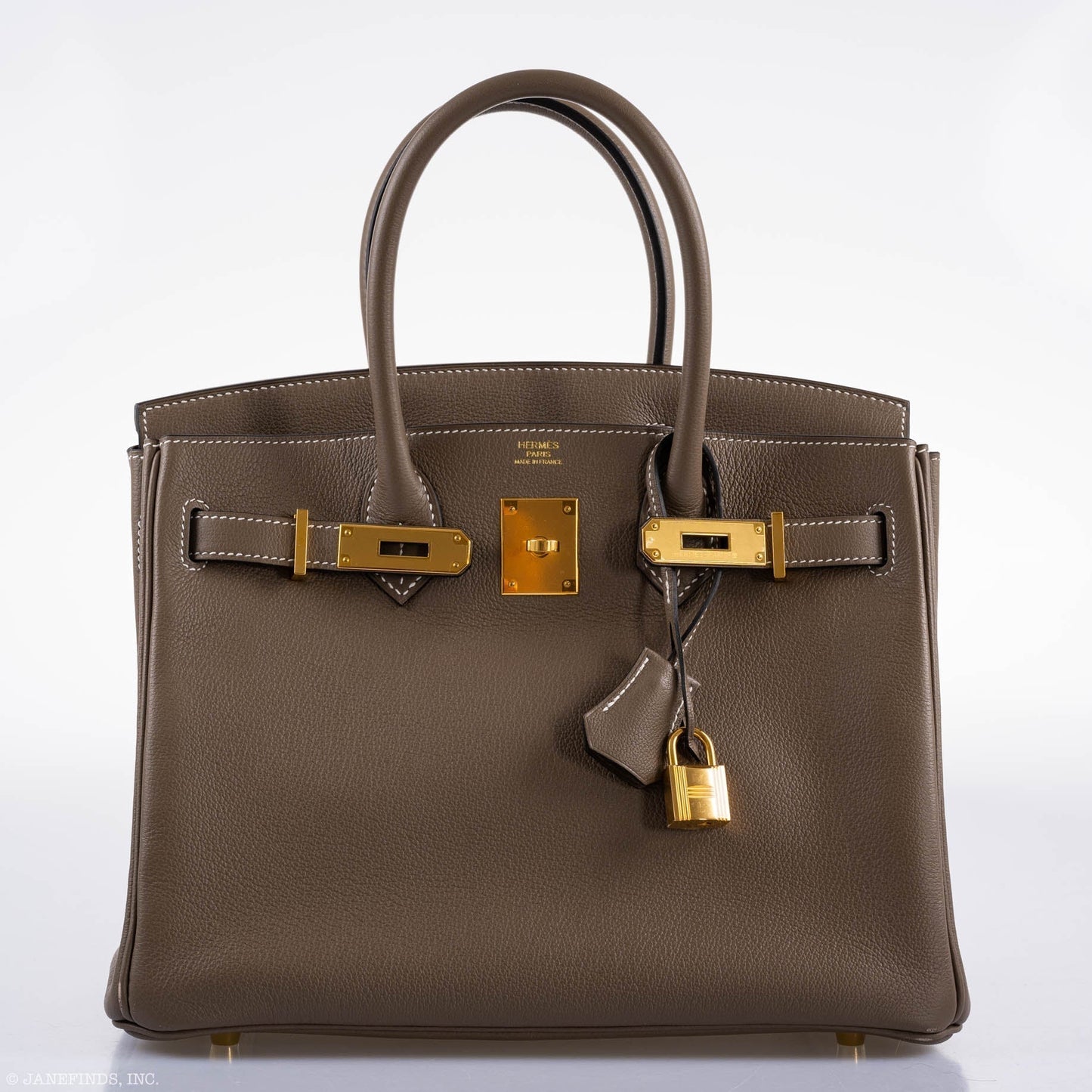 Hermes Birkin 30 Etoupe Navillo leather Gold Hardware - 2019, D