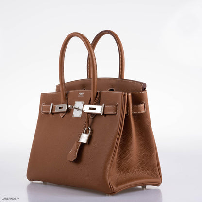 Hermes Birkin 30 Gold Togo with Palladium Hardware - 2020, Y