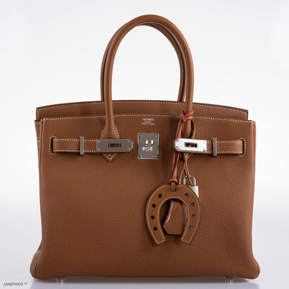 Hermes Birkin 30 Gold Togo with Palladium Hardware - 2020, Y