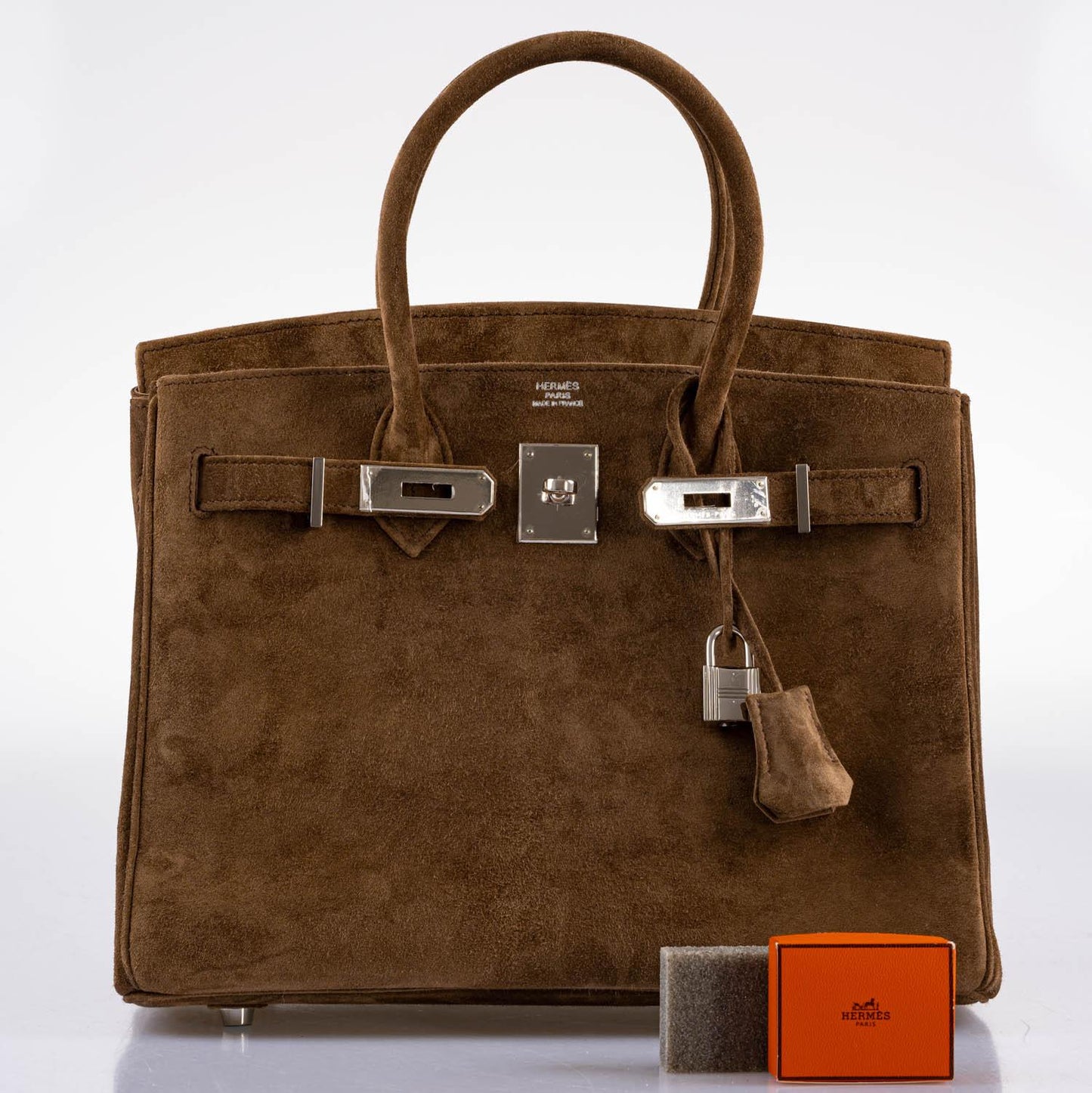 Hermes Birkin 30 Gold Veau Doblis Suede Palladium Hardware - 2008, L Square