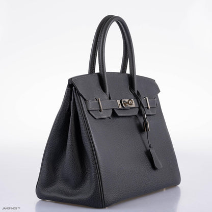 Hermes Birkin 30 Graphite Buffalo with Palladium Hardware - 2005, I Square