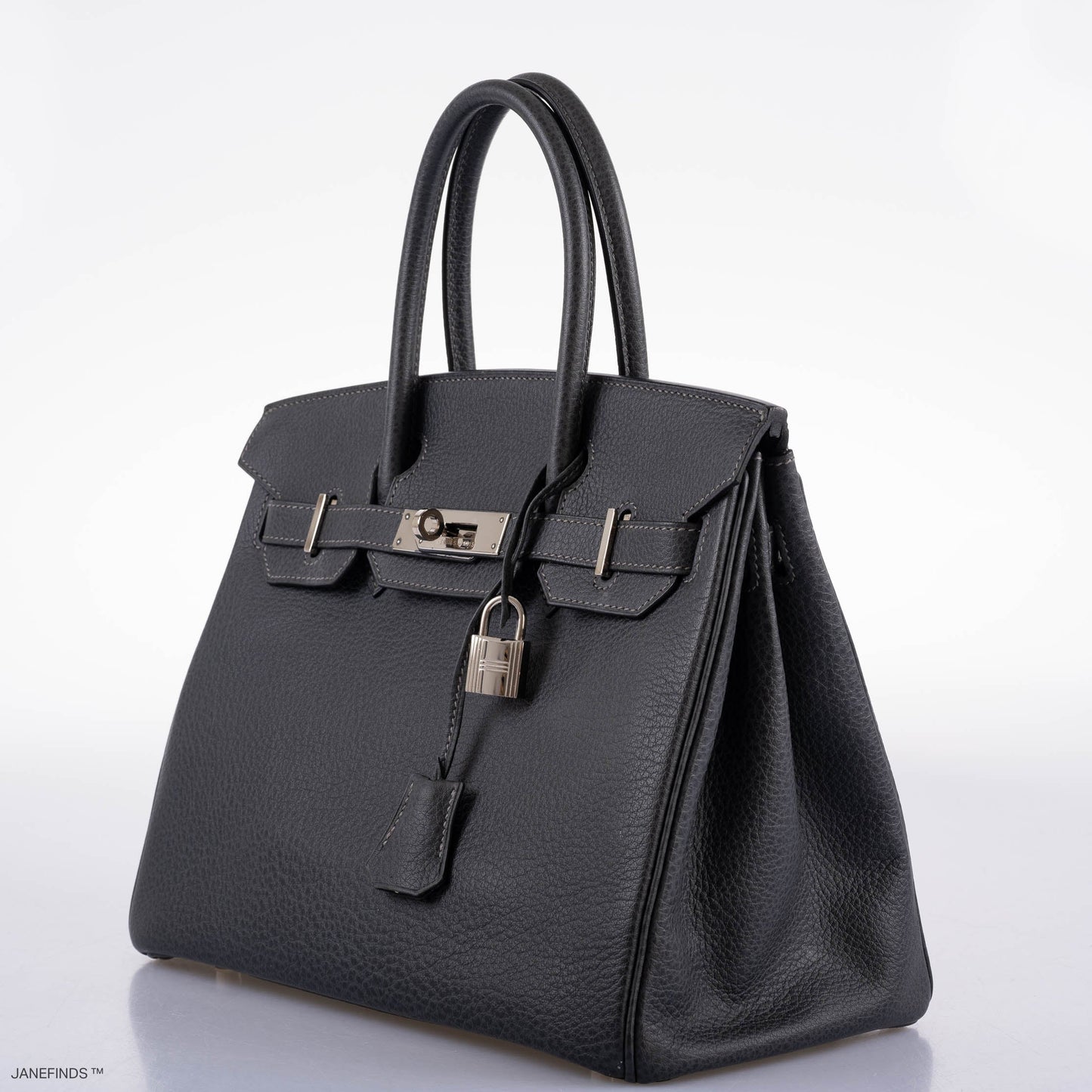 Hermes Birkin 30 Graphite Buffalo with Palladium Hardware - 2005, I Square