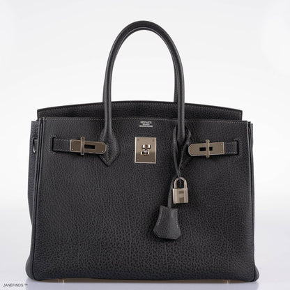 Hermes Birkin 30 Graphite Buffalo with Palladium Hardware - 2005, I Square