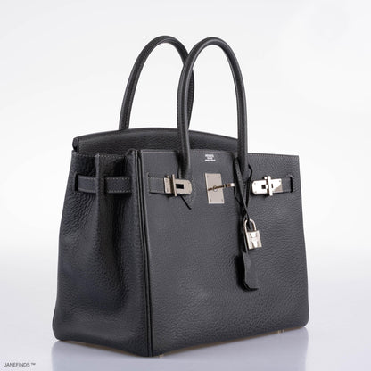 Hermes Birkin 30 Graphite Buffalo with Palladium Hardware - 2005, I Square