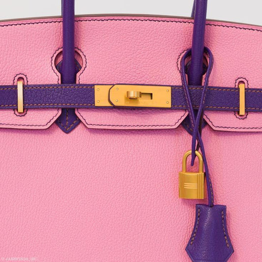 Hermes Birkin 30 HSS Rose Confetti & Anemone Chevre leather Brushed Gold Hardware - 2014, R Square