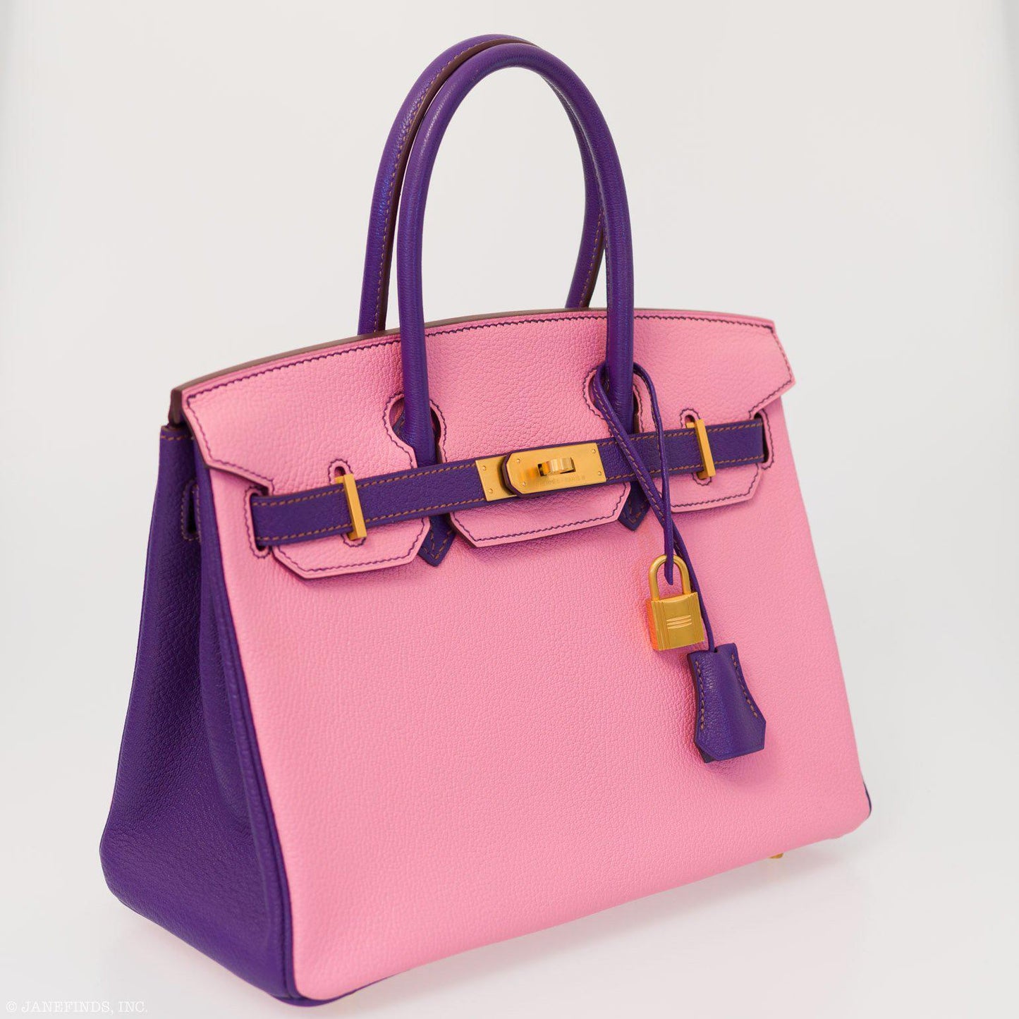 Hermes Birkin 30 HSS Rose Confetti & Anemone Chevre leather Brushed Gold Hardware - 2014, R Square