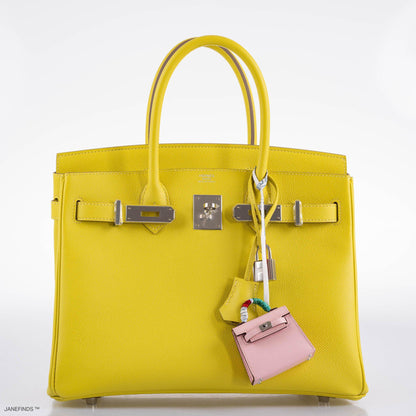 Hermes Birkin 30 Lime Epsom with Palladium Hardware - 2019, D