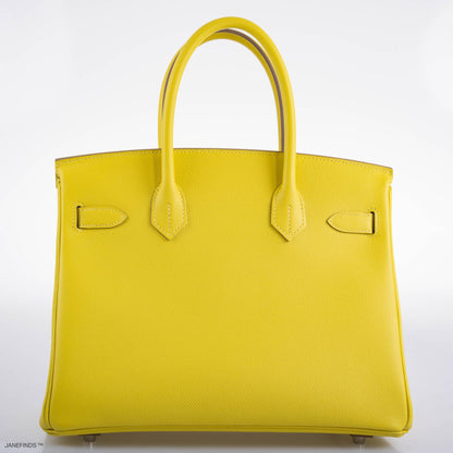 Hermes Birkin 30 Lime Epsom with Palladium Hardware - 2019, D