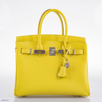 Hermes Birkin 30 Lime Epsom with Palladium Hardware - 2019, D