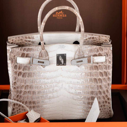 Hermes Birkin 30 Matte Himalayan Niloticus Crocodile with Diamonds & White Gold Hardware