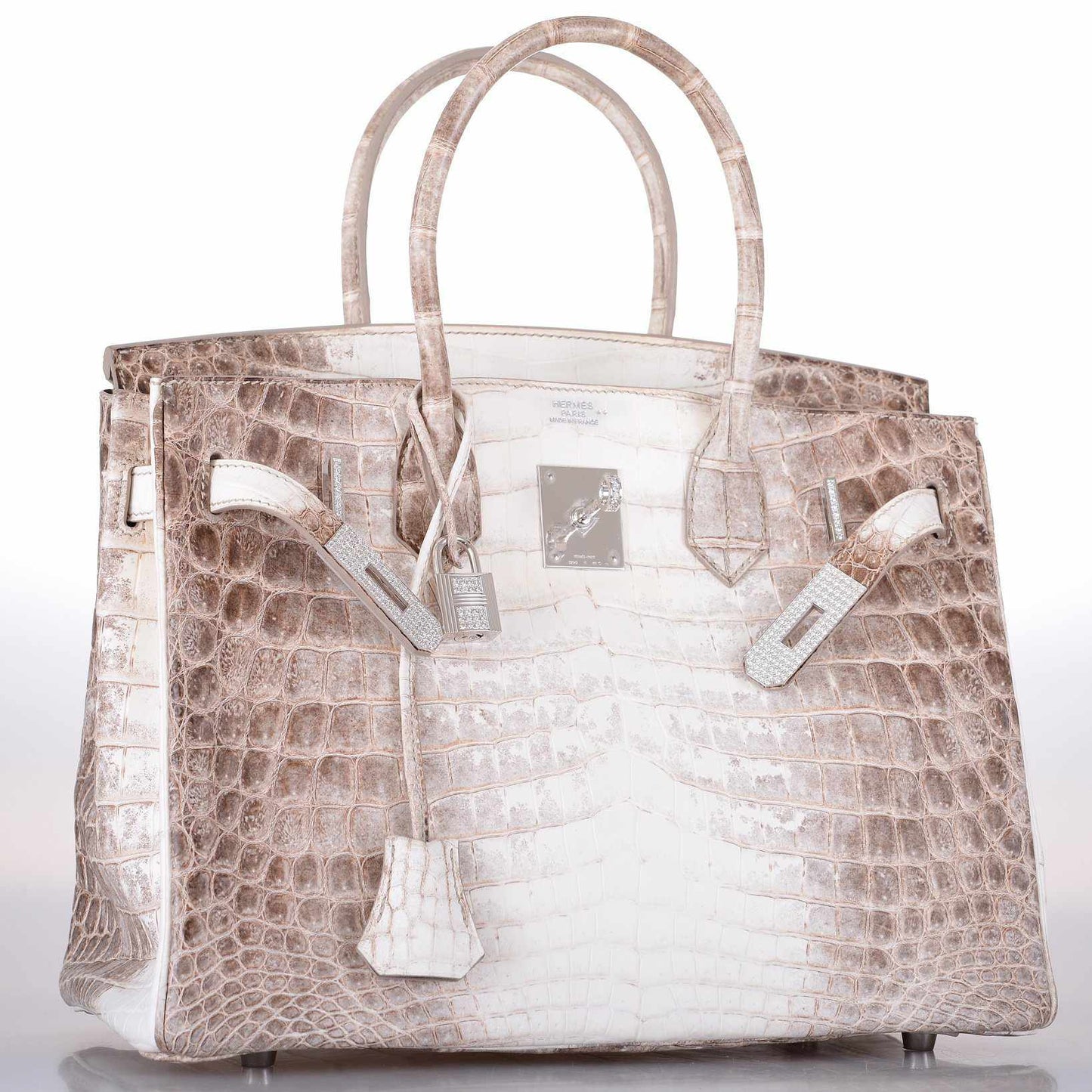 Hermes Birkin 30 Matte Himalayan Niloticus Crocodile with Diamonds & White Gold Hardware