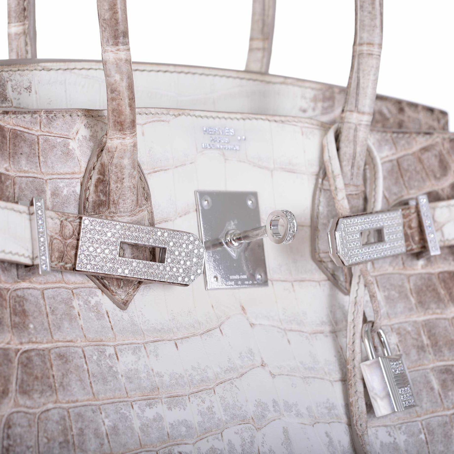 Hermes Birkin 30 Matte Himalayan Niloticus Crocodile with Diamonds & White Gold Hardware