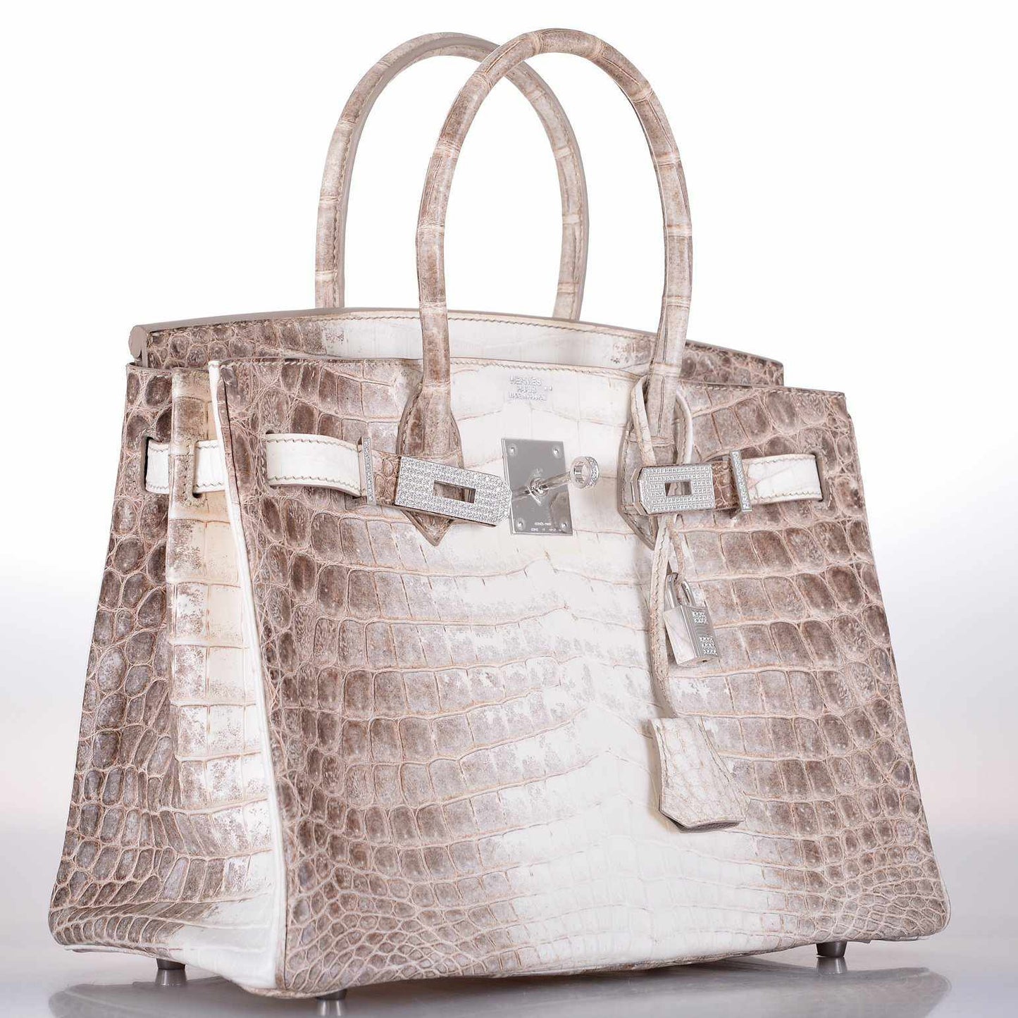 Hermes Birkin 30 Matte Himalayan Niloticus Crocodile with Diamonds & White Gold Hardware