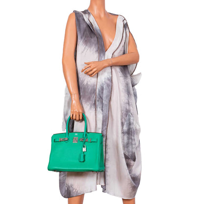 Hermes Birkin 30 Menthe Clemence with Palladium Hardware - 2012, P Square