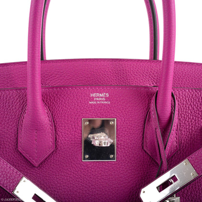 Hermes Birkin 30 Rose Pourpre Togo Palladium Hardware - 2020, Y