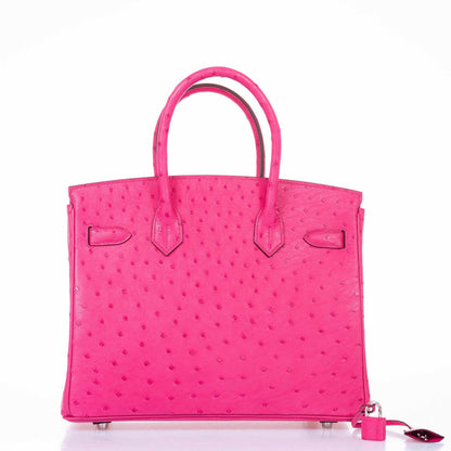 Hermes Birkin 30 Rose Tyrien Ostrich Palladium Hardware - 2020, Y