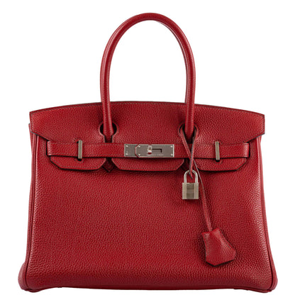 Hermes Birkin 30 Rouge Garance Togo with Palladium Hardware - 2007, K Square