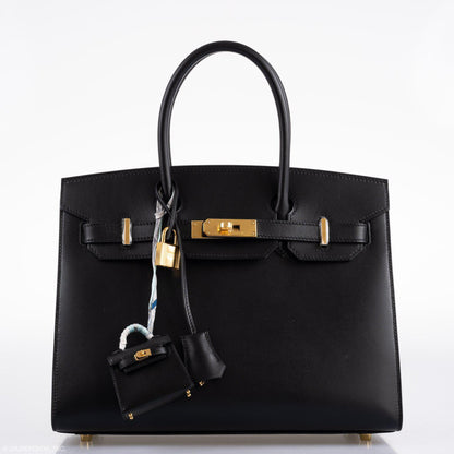 Hermes Birkin 30 Sellier Black Veau Monsieur Leather Gold Hardware - 2020, Y