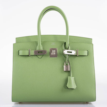 Hermes Birkin 30 Sellier Vert Criquet Madame Grain Palladium Hardware - 2020, Y