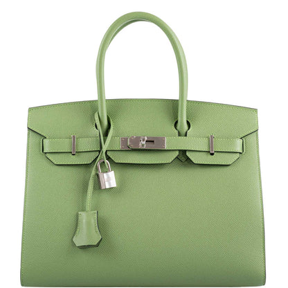 Hermes Birkin 30 Sellier Vert Criquet Madame Grain Palladium Hardware - 2020, Y