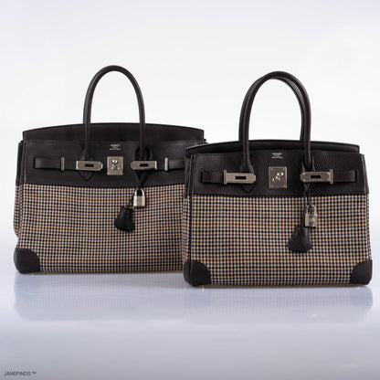 Hermes Birkin 30 Togo And Plaid Wool Lainage Palladium Hardware - 2006, J Square