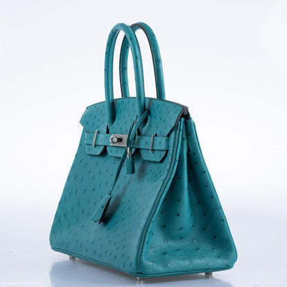 Hermes Birkin 30 Vert Verone Ostrich Palladium Hardware - 2020, Y