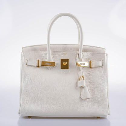 Hermes Birkin 30 White Clemence with Gold Hardware - 2016, X