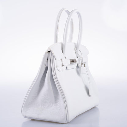 Hermes Birkin 30 White Clemence with Palladium Hardware - 2016, X