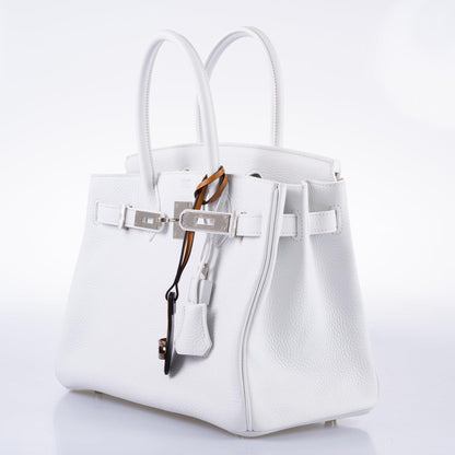 Hermes Birkin 30 White Clemence with Palladium Hardware - 2016, X